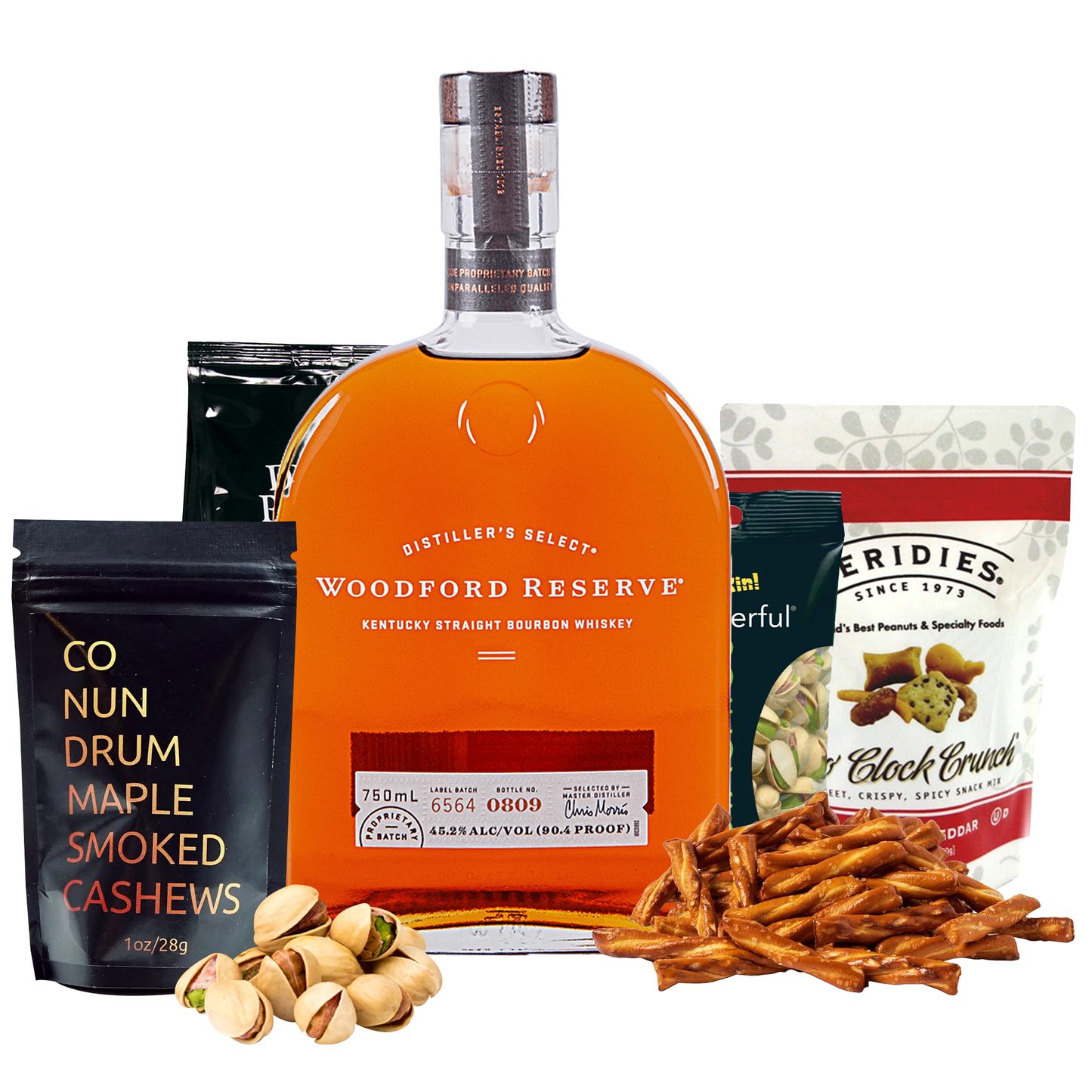 Woodford Reserve Whiskey + Snack Gift Basket