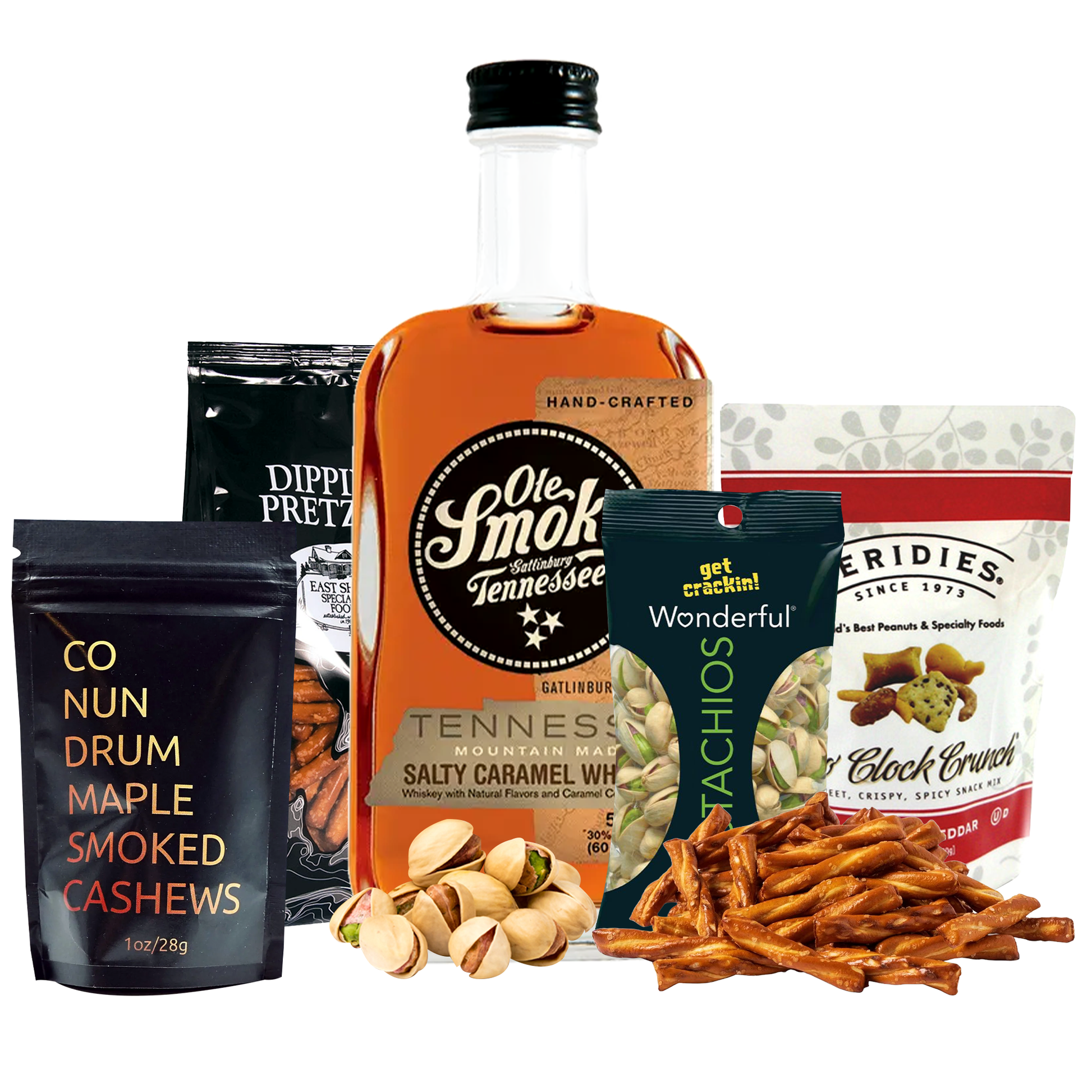 Ole Smoky Salty Caramel Whiskey Gift Basket with Gourmet Snacks