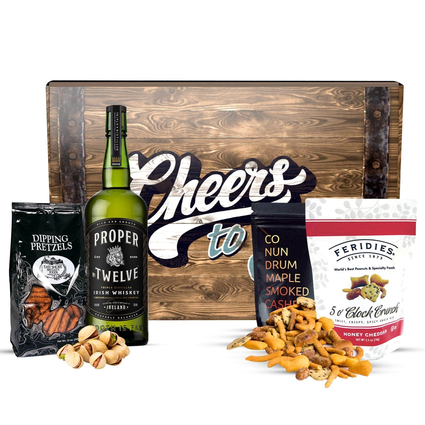 Proper 12 Whiskey Gift Basket with Gourmet Snacks