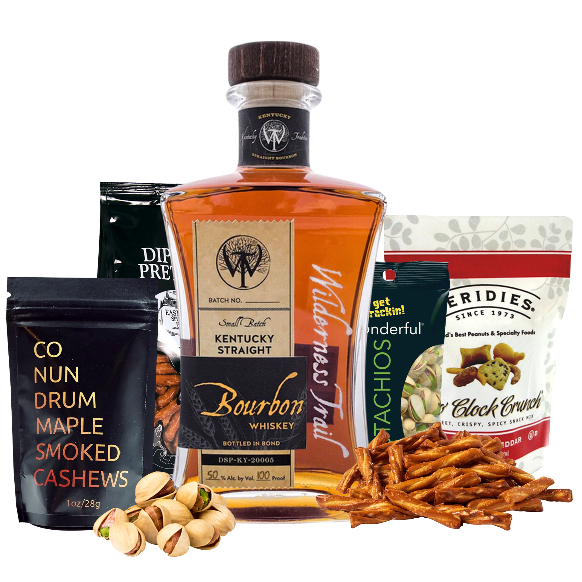 Wilderness Trail Bourbon Gift Basket with Gourmet Snacks